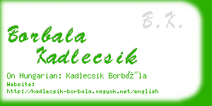 borbala kadlecsik business card